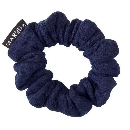 Scrunchie midi in mussola di cotone certificata blu