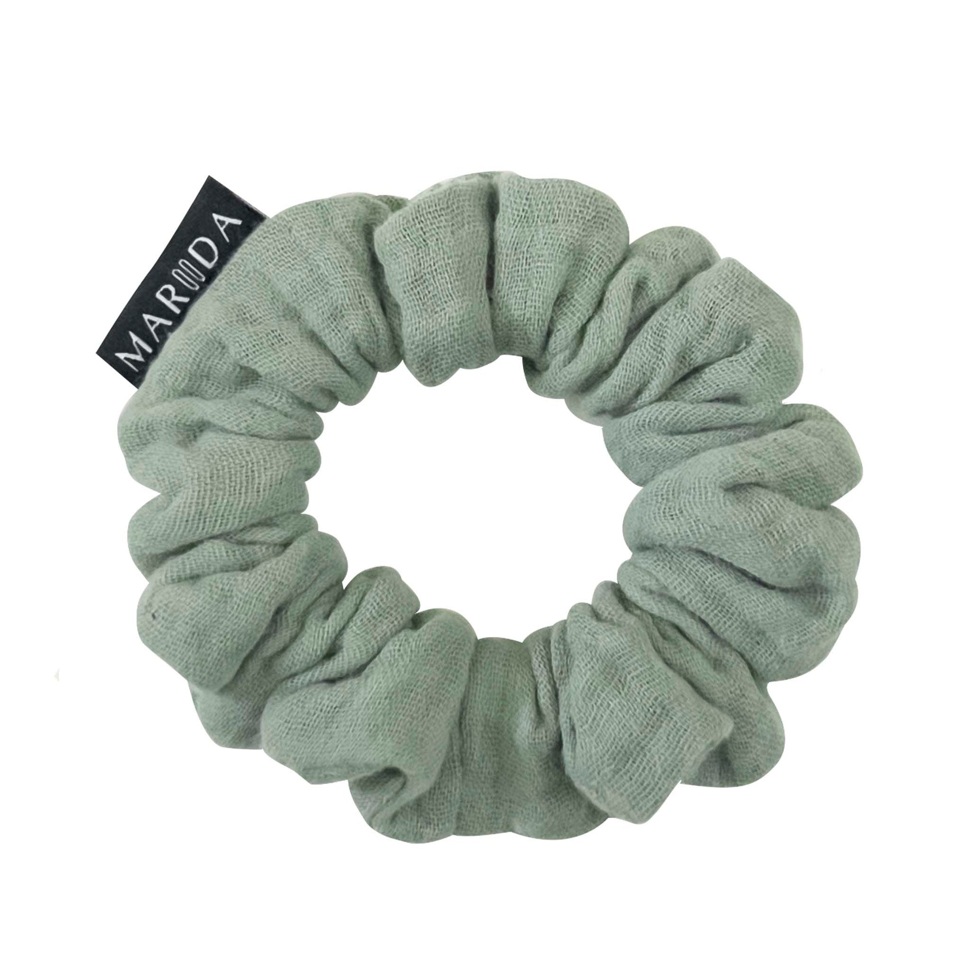 Scrunchie midi in mussola di cotone certificata salvia