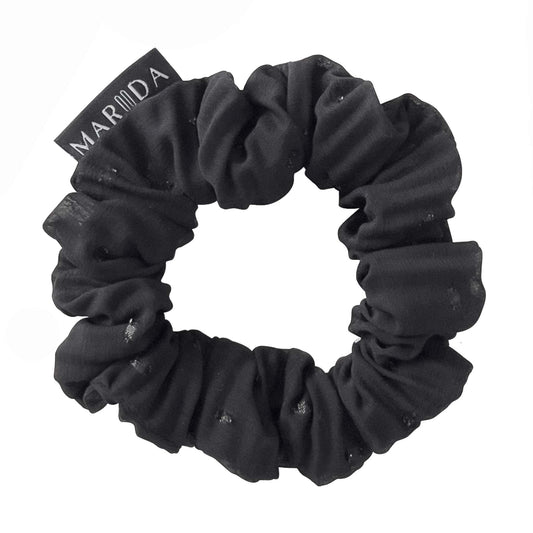Scrunchie midi in tessuto riciclato effetto plissé nero