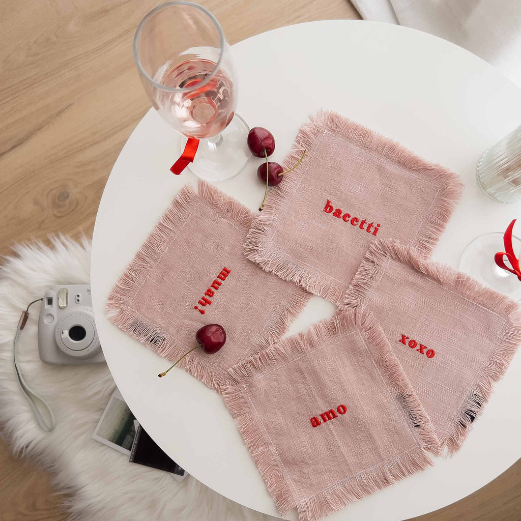 TOVAGLIOLI DA COCKTAIL "LOVE NOTES" - Set da 4