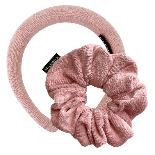 SET SPUGNA CERCHIETTO + SCRUNCHIE LARGE - Candy Pink