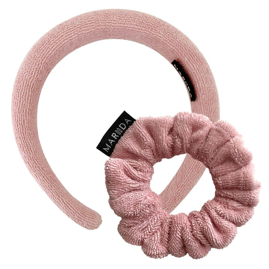 SET SPUGNA CERCHIETTO + SCRUNCHIE MIDI - Candy Pink
