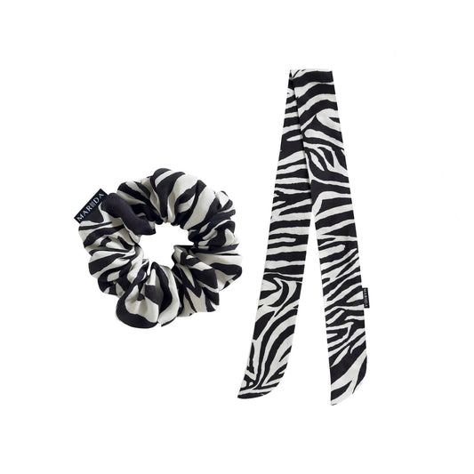 SET SCRUNCHIE LARGE+NASTRO - Zebra