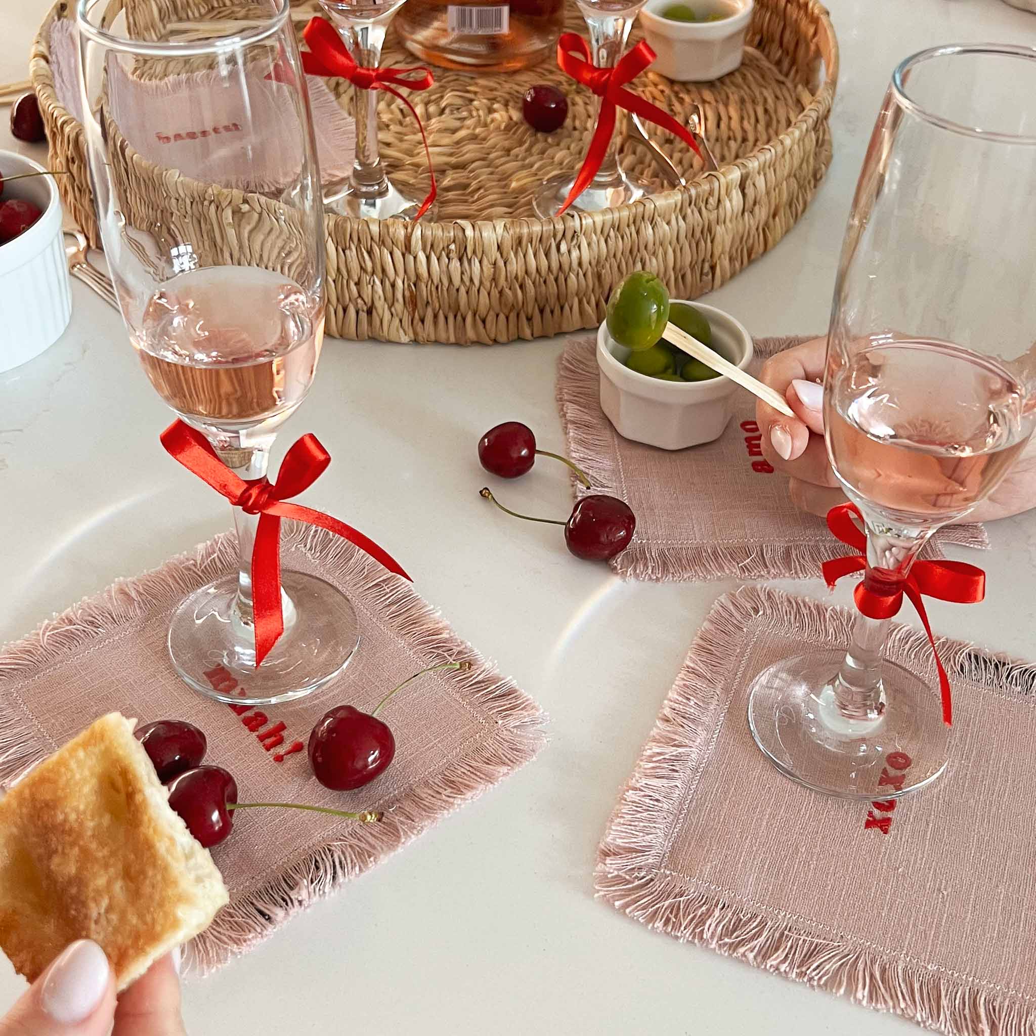 TOVAGLIOLI DA COCKTAIL "LOVE NOTES" - Set da 4