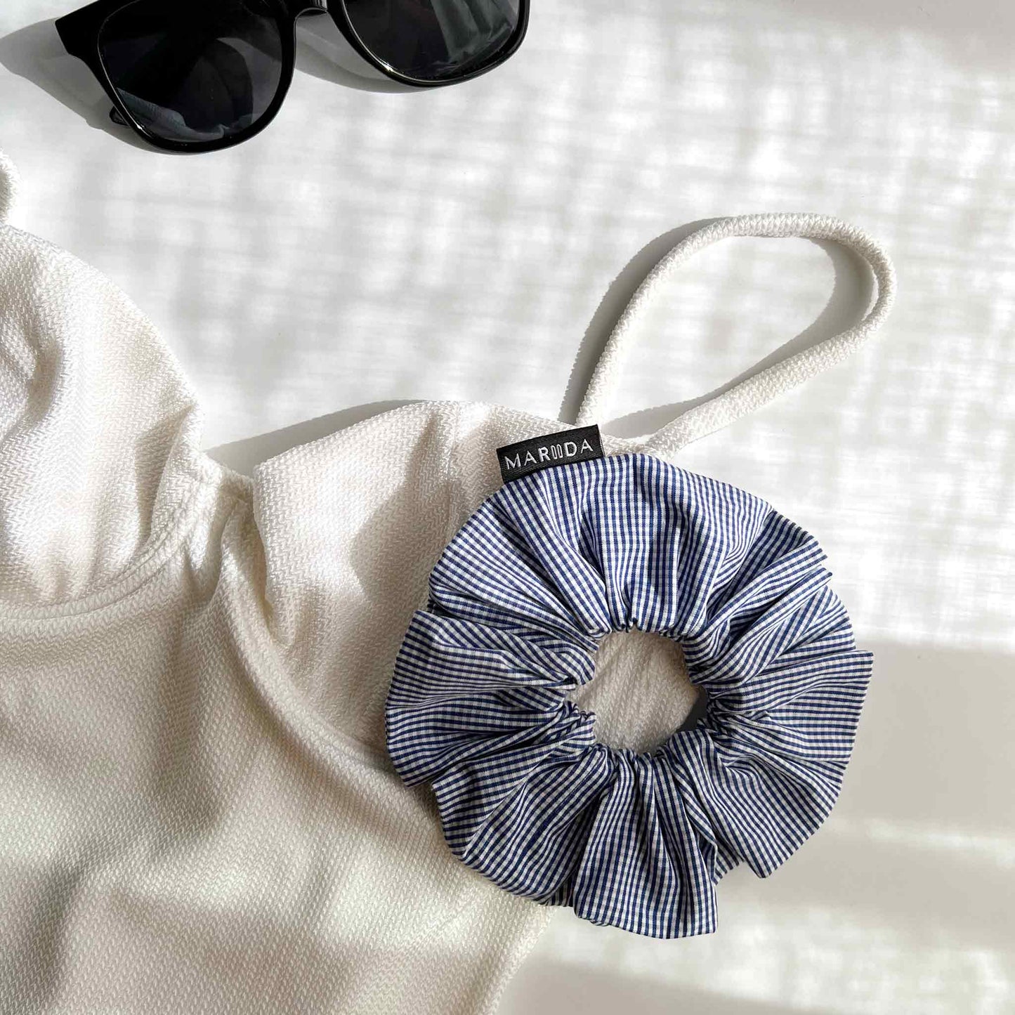 SCRUNCHIE LARGE - Micro Vichy Bleu