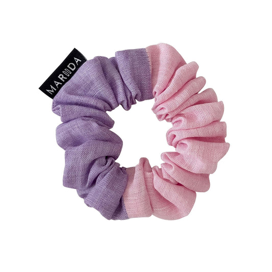 scrunchie midi in tessuto riciclato rosa e lilla